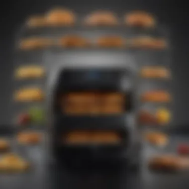Showcasing Layers of Culinary Delight with Air Fryer Rack Air fryer cooking rack showcasing multiple layers of food preparation.