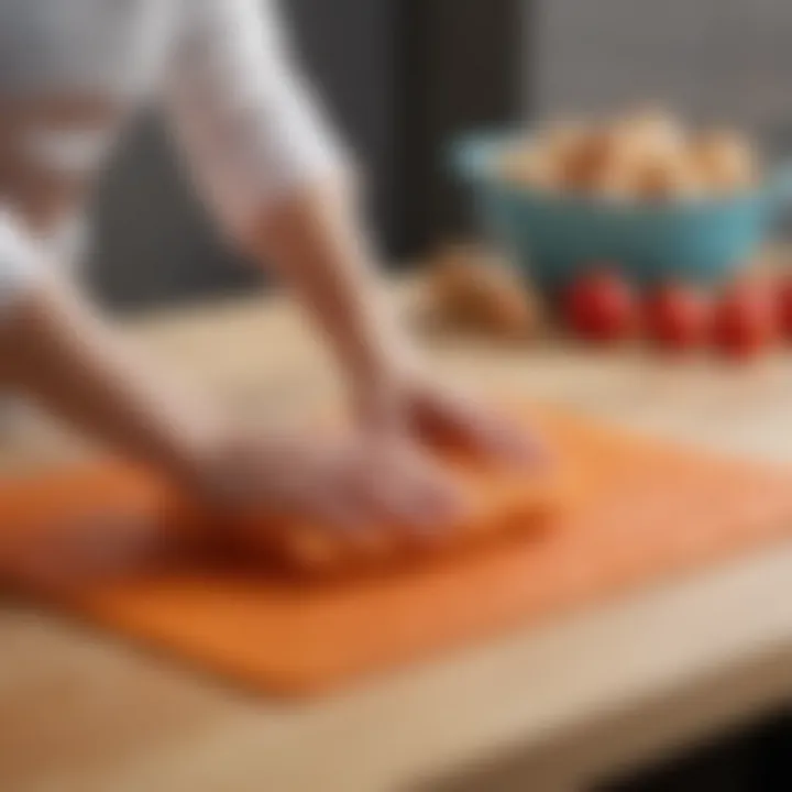 A silicone kneading mat providing a non-stick surface for effortless dough handling.