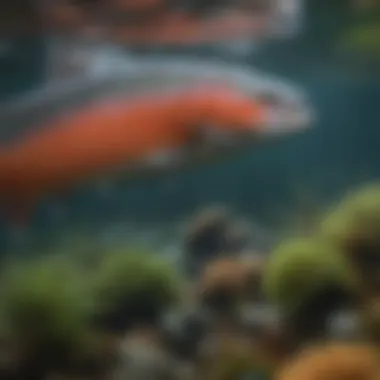 Breathtaking underwater view of Atlantic salmon in their natural habitat