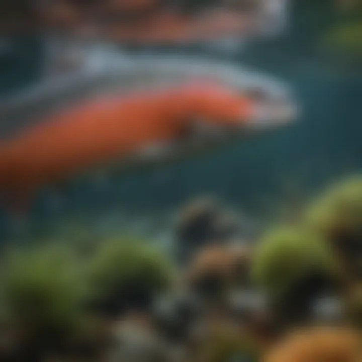 Breathtaking underwater view of Atlantic salmon in their natural habitat