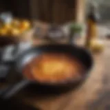 High-quality cast iron skillet on a rustic kitchen table