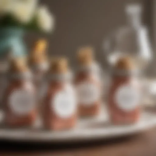 Elegant bridal shower favor display featuring personalized tags