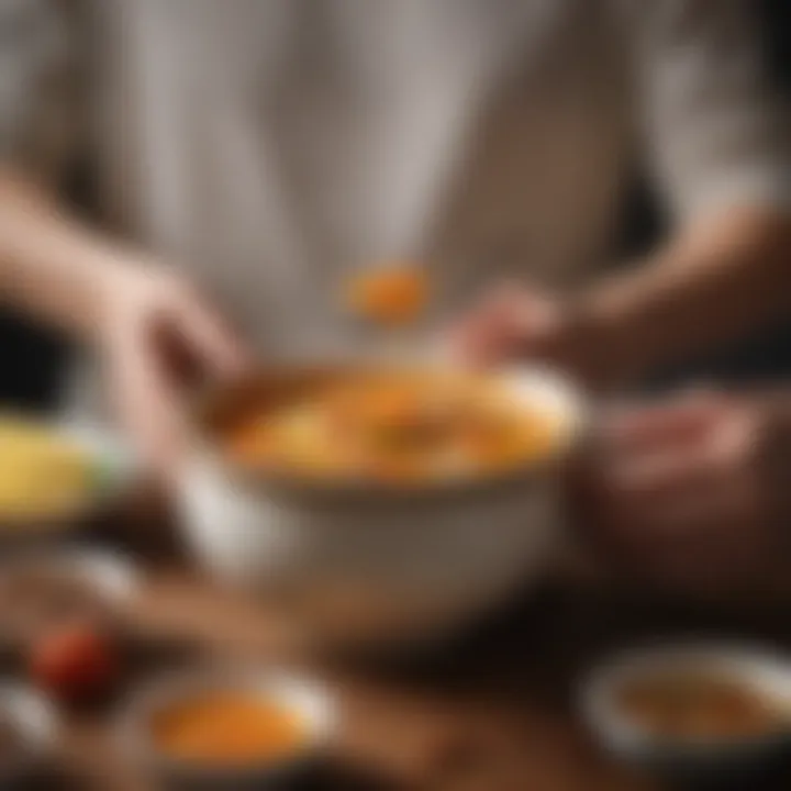 A close-up of a person holding a comforting bowl of soup, conveying warmth.