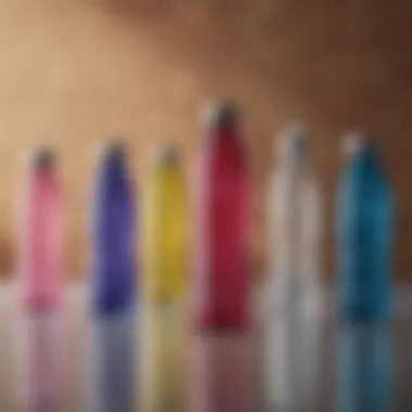 Diverse Designs of Reusable Water Bottles A collection of various reusable water bottles showcasing different designs