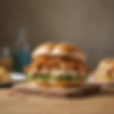 A vibrant plate showcasing variations of buttermilk chicken sandwiches