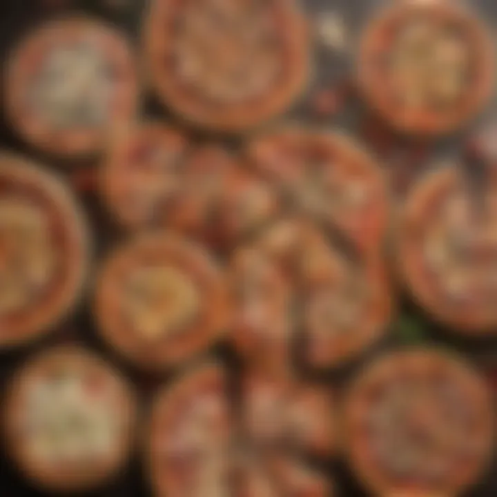 Diverse assortment of medium pizzas with various toppings