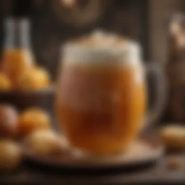 Magical Vegan Butterbeer A vibrant bowl of vegan Butterbeer with a frothy top, surrounded by magical decor