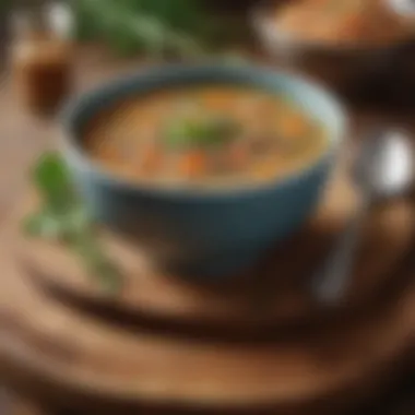Comforting Lentil Soup A cozy bowl of lentil soup garnished with herbs