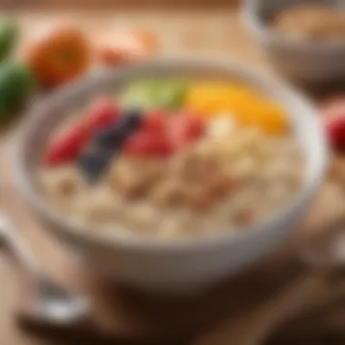 Nutritious Oatmeal Bowl A wholesome bowl of oatmeal topped with fresh fruits and nuts