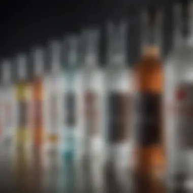 Diversity in Vodka Selection An array of vodka brands displayed elegantly