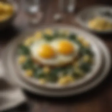 Spinach and Feta Scrambled Eggs Scrambled eggs with spinach and feta cheese on a plate
