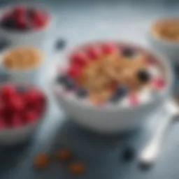 A vibrant bowl of Greek yogurt topped with fresh berries and nuts