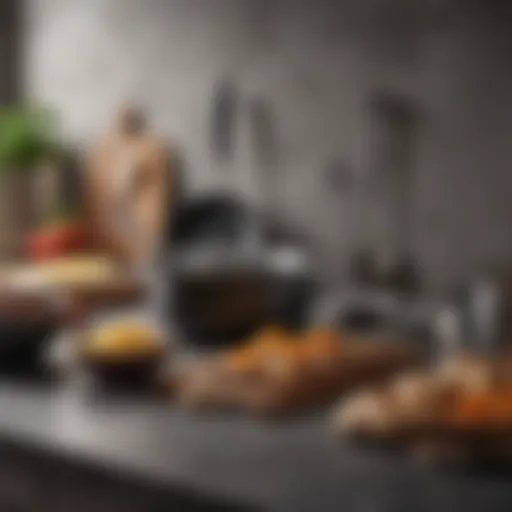 A selection of premium cooking utensils displayed elegantly on a countertop