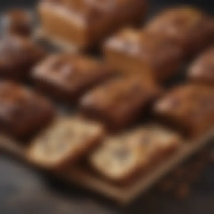 Assortment of date nut bread varieties at a local bakery