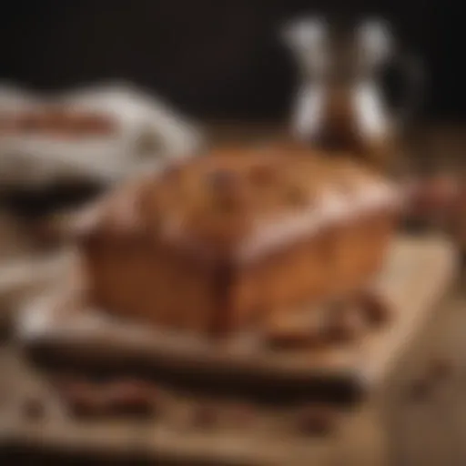 Freshly baked date nut bread on a rustic wooden table