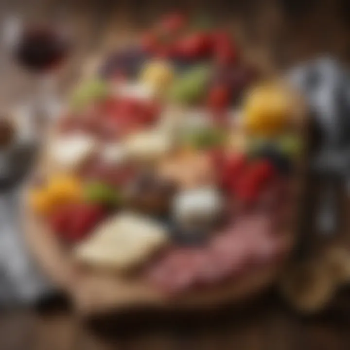 Elegant premade charcuterie board with assorted cheeses and fruits