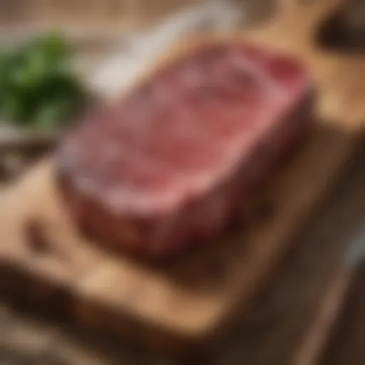 Luxurious marbled Wagyu steak displayed on a wooden cutting board