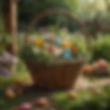 Whimsical Garden Easter Basket Whimsical Easter basket placement in a garden