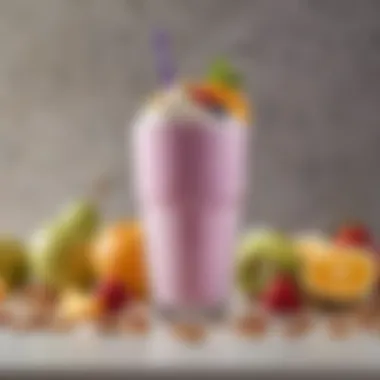Vibrant Yogurt Shake A vibrant yogurt shake with fruits and nuts